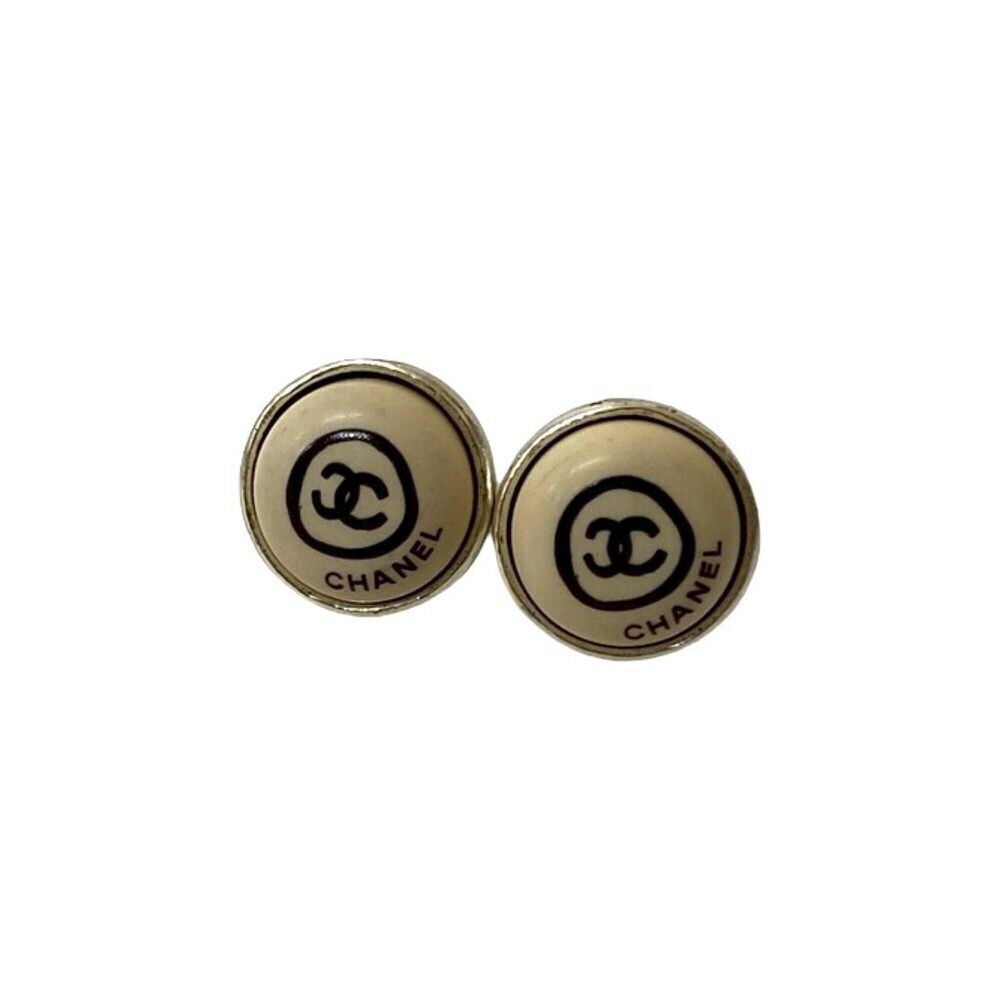 CHANEL Authentic Vintage White Logo Earrings - Picture 3 of 5